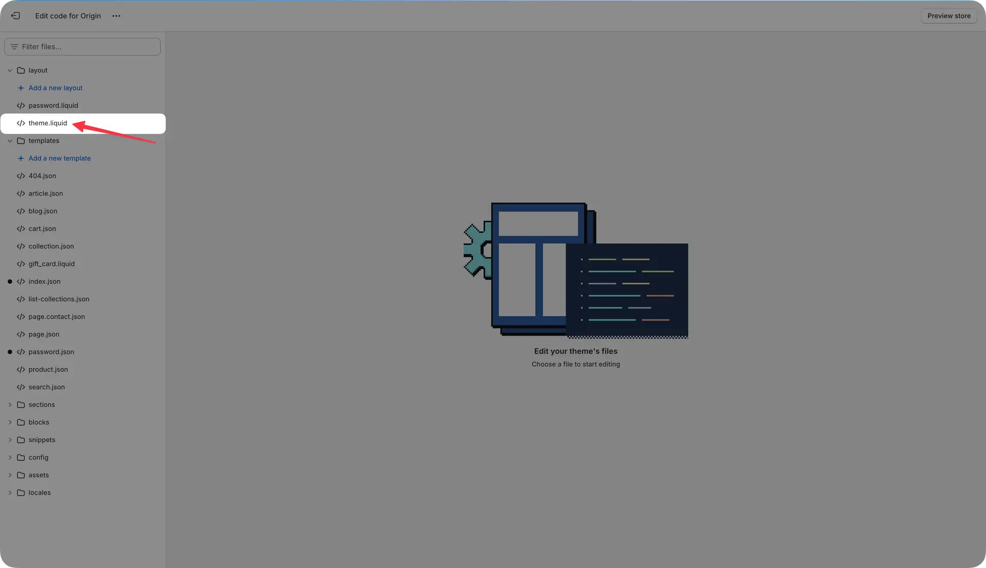 Open theme.liquid