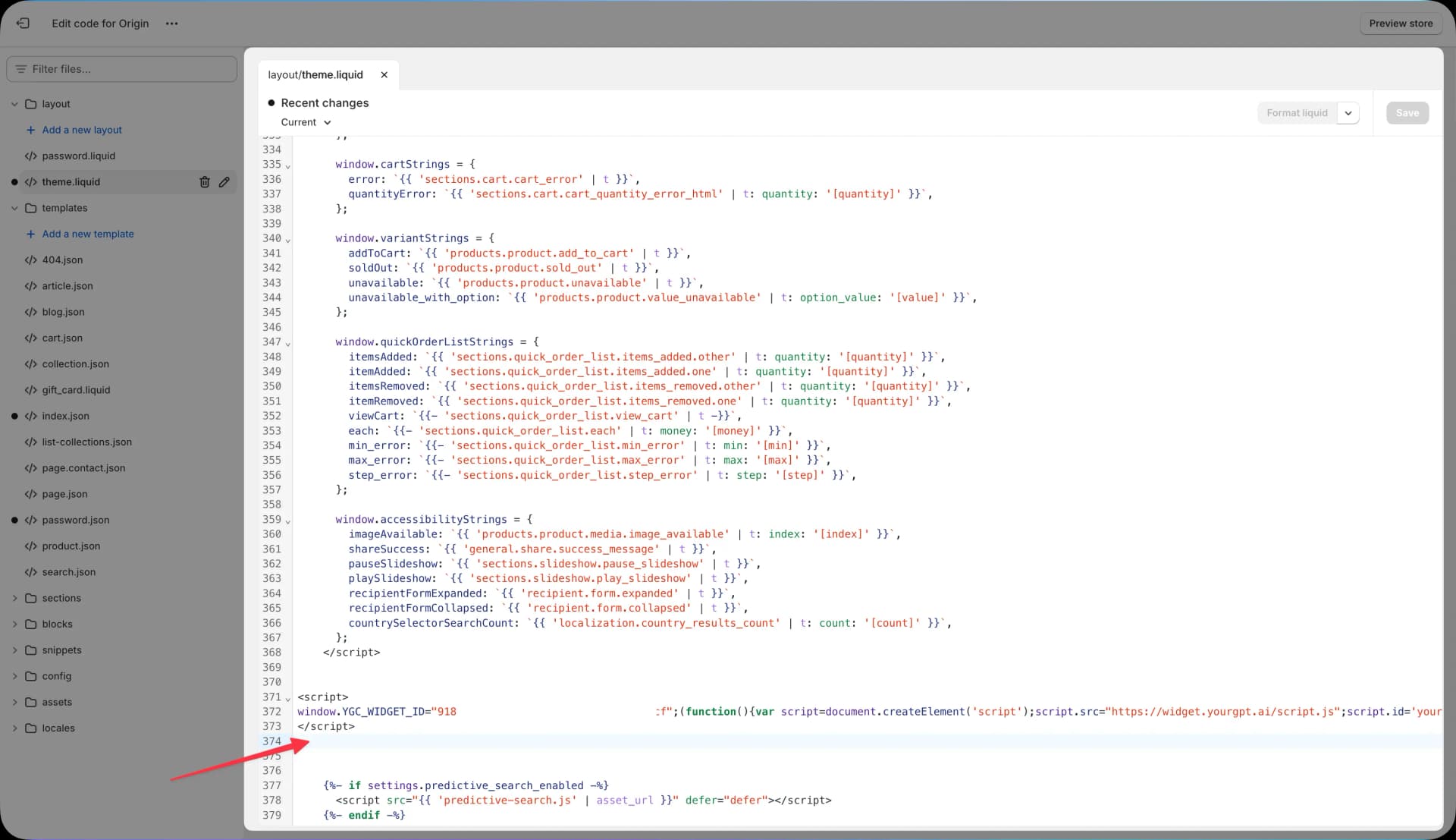 Paste the Embed Code