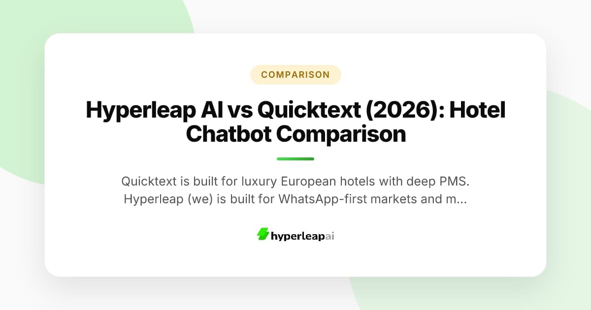 Hyperleap AI vs Quicktext (2026): Hotel Chatbot Comparison