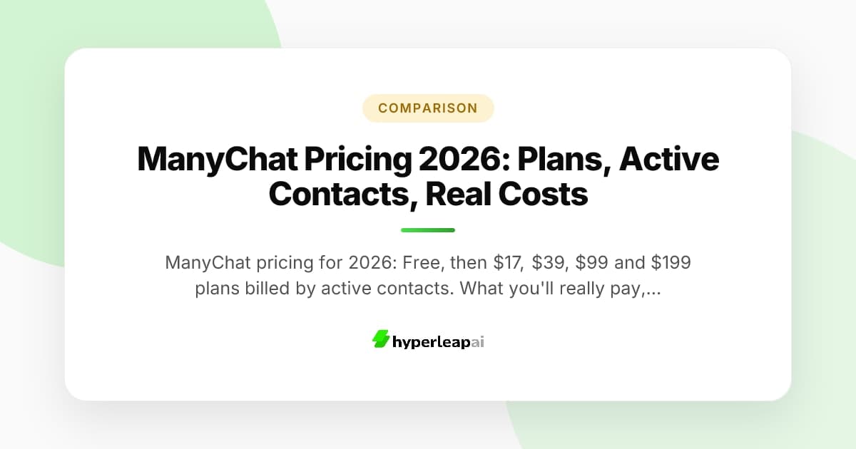 ManyChat Pricing 2026: Plans, Active Contacts, Real Costs