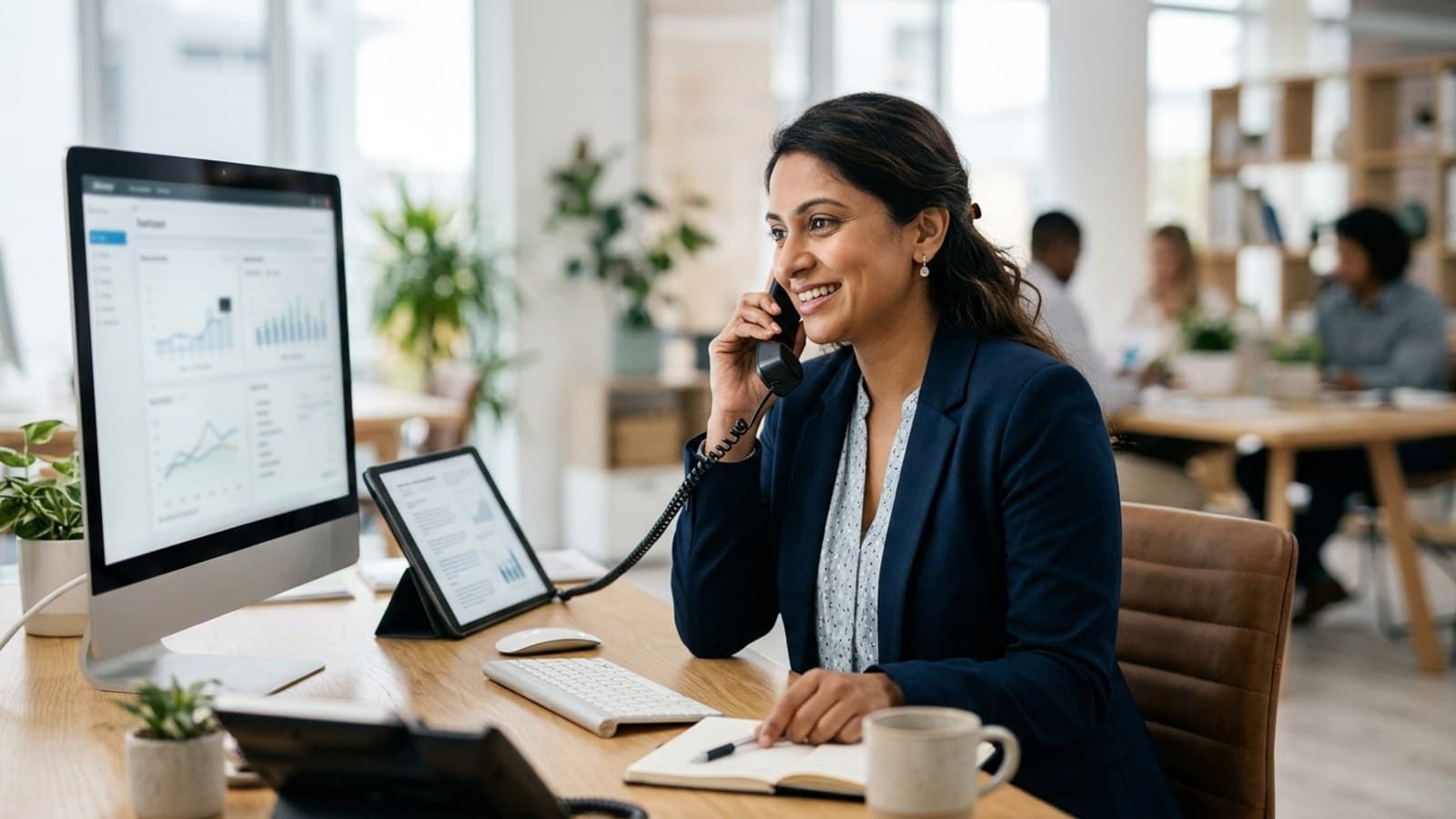 A licensed insurance agent picking up a conversation that the AI front desk routed and qualified
