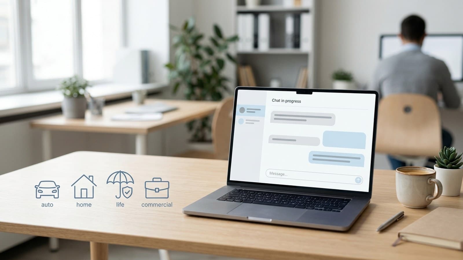 AI front desk handling separate intake flows for auto, home, life, and commercial insurance lines