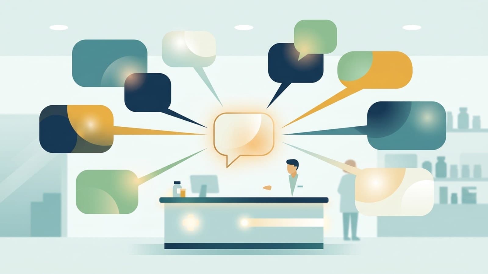 A pharmacy AI receptionist responding to patients in multiple languages across chat channels