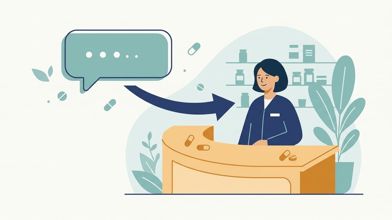 A pharmacy AI receptionist routing a medication question to a pharmacist instead of answering it