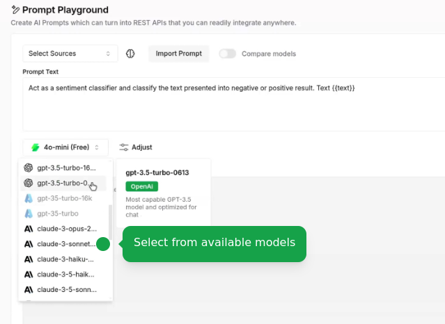 Setting AI model